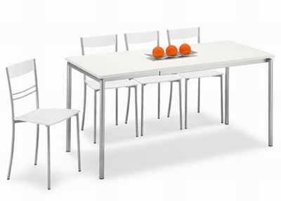 ts-ideen Set 3 Pezzi Tavolo con 2 sedie in Alluminio e MDF Color Bianco per Cucina o Sala da Pranzo 